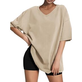ATHMILE Womens Oversized T Shirts V Neck Tees Half Sleeve Cozy Comfy Tunic 2024 Y2K Tops Casual in Saudi Arabia