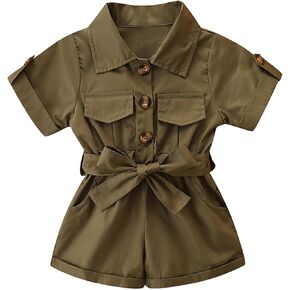 Happy Cherry Toddler Girl Sleeveless/Short Sleeve One Piece Halter Romper Summer Clothes Casual Jumpsuit