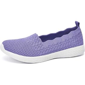 poemlady Women's Slip on Loafer Shoes - Mesh Casual Ballet Flat Nurse Walking Sneakers Knit Round Toe Memory Foam Casual Shoes