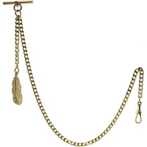 ألبرت سلسلة ذهبية للجيب سلسلة فوب تشين للرجال مع تصميم ريشة ذهبية مشبك دوار على شكل حرف T بار AC119A in Kuwait