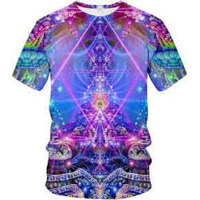 تي شيرت Hisayhe Novelty للرجال برقبة دائرية وطباعة ثلاثية الأبعاد للفن التجريدي Trippy