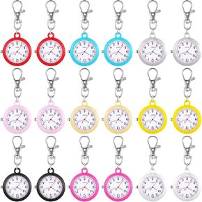 Outus 18 Pcs Nurse Pocket Watch Bulk Nurse Fob Watch Buckle Quartz Pocket Watch Portable Pocket Watch with Keychain Hanging Nursing Watch Clip for Nurse Easy to Read Time in Kuwait
