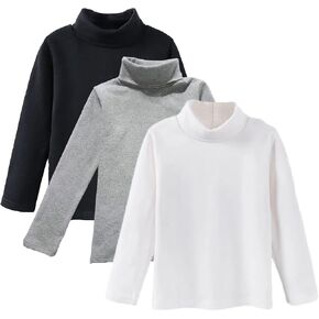 aromm Boys Girls Base Layer Thermal Shirt Turtleneck Long Sleeve Elastic Casual Undershirts 3pcs Set in Kuwait