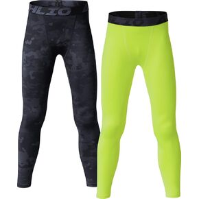 ATHLIO 2 Pack Boy's UPF 50+ Compression Pants Baselayer, Cool Dry Active Running Tights, 4-Way Stretch Workout Leggings in Kuwait