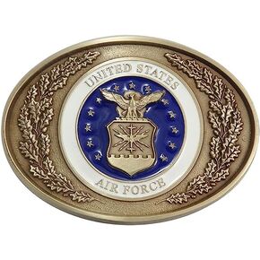 Indiana Metal Craft US Air Force Traditional Design Solid Brass Enamel Belt Buckle Made in USA, Golden Brass, 3.50 inch length х 2.50 inch height in Kuwait