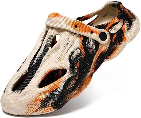 Jakcuz Mens' Sandals Slip-on Athletic Outdoor Hiking Closed Toe Slides Quick Dry Lightweight Beach Shoes with Back Strap in Kuwait