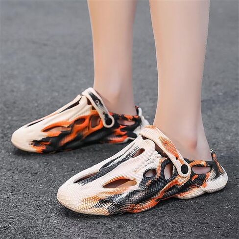 Jakcuz Mens' Sandals Slip-on Athletic Outdoor Hiking Closed Toe Slides Quick Dry Lightweight Beach Shoes with Back Strap in Kuwait