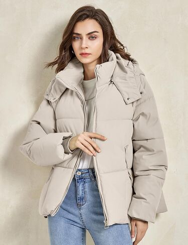Gihuo Womens Puffer Jacket Full Zip Quilted Hooded Bubble Coats Padded Jacket Long Sleeve Winter Warm Coat Pocket in Saudi Arabia