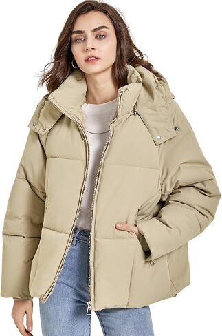 Gihuo Womens Puffer Jacket Full Zip Quilted Hooded Bubble Coats Padded Jacket Long Sleeve Winter Warm Coat Pocket in Saudi Arabia