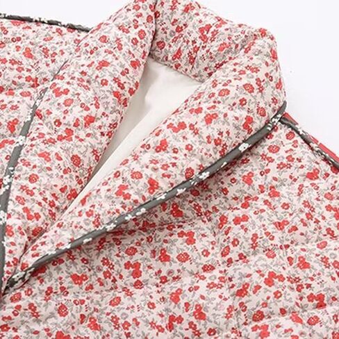 Hixiaohe Women's Cropped Puffer Jacket Floral Printed Lightweight Open Front Short Quilted Outwear Winter Padded Cardigan in Kuwait