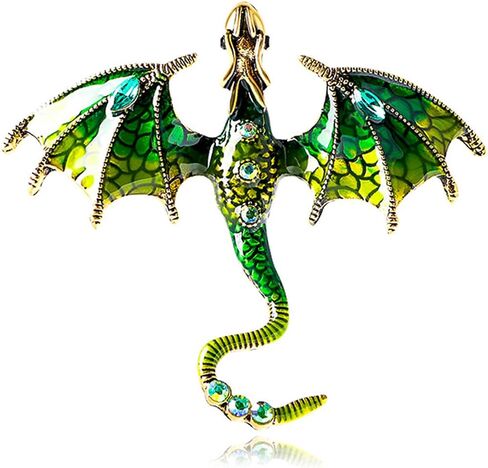 INERRWIX Enamel Dragon Brooch Vintage Punk Animal Brooch Flying Dragon Pin Suit Lapel Pin Crystal Dragon Wings Badge Coat Pin Jewelry for Women Men in Saudi Arabia