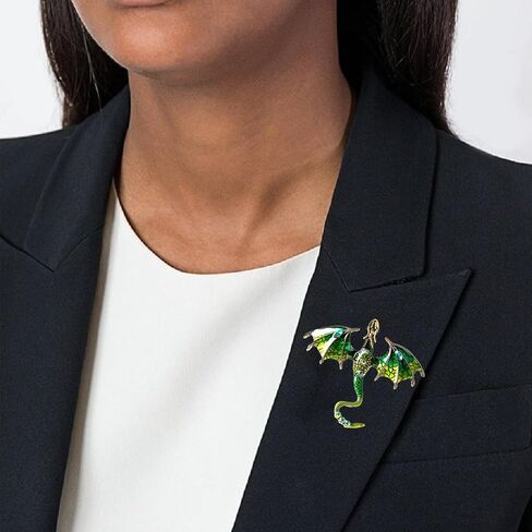 INERRWIX Enamel Dragon Brooch Vintage Punk Animal Brooch Flying Dragon Pin Suit Lapel Pin Crystal Dragon Wings Badge Coat Pin Jewelry for Women Men in Saudi Arabia