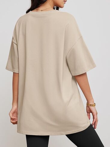 ATHMILE Womens Oversized T Shirts V Neck Tees Half Sleeve Cozy Comfy Tunic 2024 Y2K Tops Casual in Saudi Arabia
