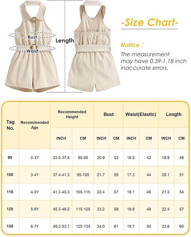 Happy Cherry Toddler Girl Sleeveless/Short Sleeve One Piece Halter Romper Summer Clothes Casual Jumpsuit in Kuwait