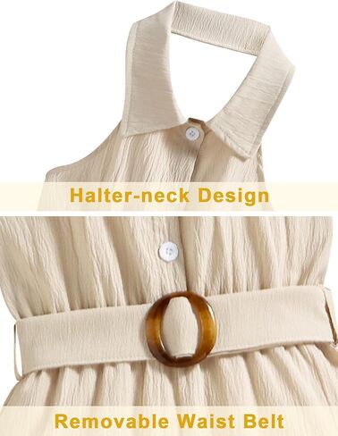 Happy Cherry Toddler Girl Sleeveless/Short Sleeve One Piece Halter Romper Summer Clothes Casual Jumpsuit in Kuwait