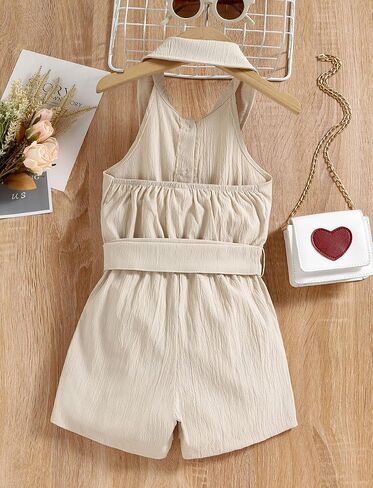 Happy Cherry Toddler Girl Sleeveless/Short Sleeve One Piece Halter Romper Summer Clothes Casual Jumpsuit in Kuwait