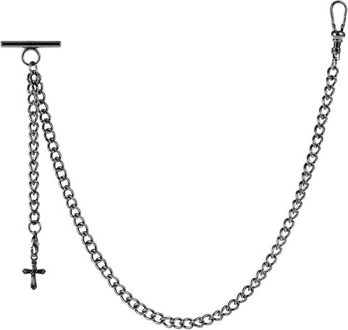 ZTA Albert Chain Pocket Watch Chain Fob Chain for Men Cross Pendant Design Medal Fob with T Bar Swivel Clasp in Saudi Arabia