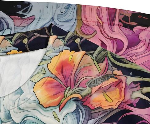 تي شيرت رجالي من Srcnhim مطبوع عليه زهرة مع جمجمة، تي شيرت بأكمام قصيرة ورسوم جرافيك جديدة in Kuwait