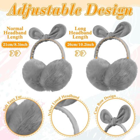 Suhine 4 Pcs Winter Earmuffs and Touch Screen Gloves Set Adjustable Ear Covers Faux Fur Ear Warmers with Fleece Bow Touchscreen Elastic Cuff Knit Gloves Women's Cold Weather Gloves in Saudi Arabia