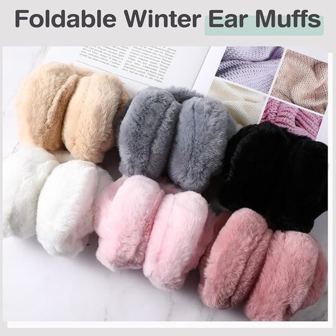 Toulite 6 Pcs Women Ear Muffs Winter Warm Ear Muffs for Women Fluffy Cute Women Ear Warmer Foldable Ear Cover for Kids Girls and Boys Indoor Outdoor Faux Fur Warm Muffs in Saudi Arabia