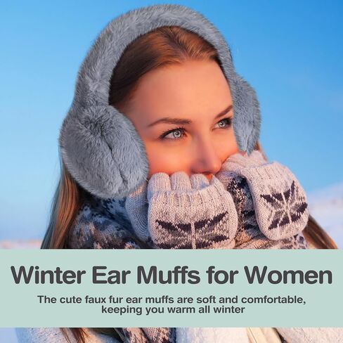 Toulite 6 Pcs Women Ear Muffs Winter Warm Ear Muffs for Women Fluffy Cute Women Ear Warmer Foldable Ear Cover for Kids Girls and Boys Indoor Outdoor Faux Fur Warm Muffs in Saudi Arabia
