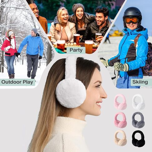 Toulite 6 Pcs Women Ear Muffs Winter Warm Ear Muffs for Women Fluffy Cute Women Ear Warmer Foldable Ear Cover for Kids Girls and Boys Indoor Outdoor Faux Fur Warm Muffs in Saudi Arabia