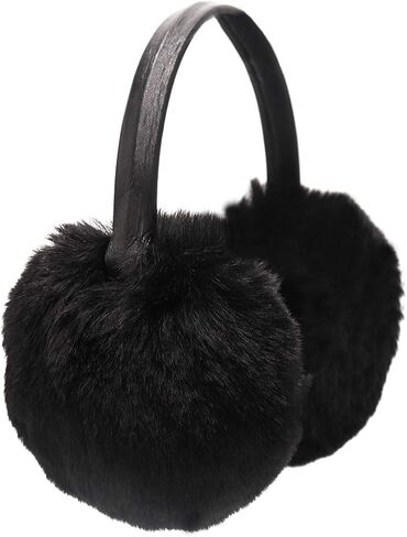 surell - Faux Rex Rabbit Fur Earmuff with Black Adjustable Pleather Band - Soft Fuzzy Headwarmer - Stylish Comfort Headwear in Saudi Arabia