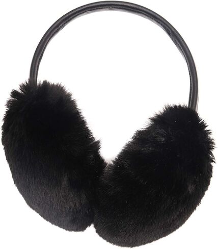 surell - Faux Rex Rabbit Fur Earmuff with Black Adjustable Pleather Band - Soft Fuzzy Headwarmer - Stylish Comfort Headwear in Saudi Arabia