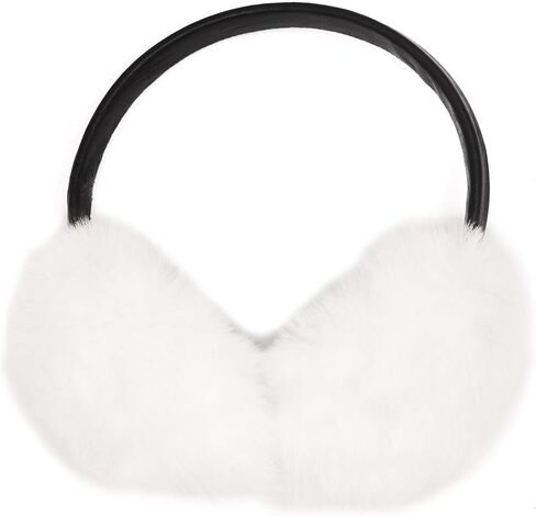 surell - Faux Rex Rabbit Fur Earmuff with Black Adjustable Pleather Band - Soft Fuzzy Headwarmer - Stylish Comfort Headwear in Saudi Arabia