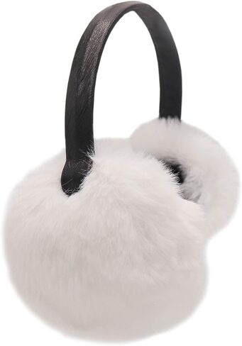 surell - Faux Rex Rabbit Fur Earmuff with Black Adjustable Pleather Band - Soft Fuzzy Headwarmer - Stylish Comfort Headwear in Saudi Arabia
