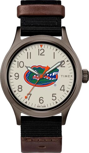ساعة Timex Men's Collegiate Clutch 40mm - Alabama Crimson Tide with Black Fabric & Brown Leather Strap in Kuwait