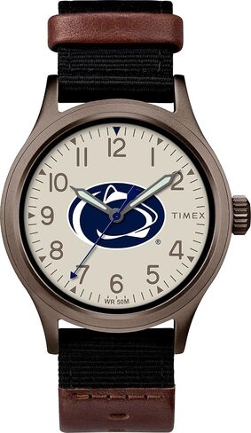 ساعة Timex Men's Collegiate Clutch 40mm - Alabama Crimson Tide with Black Fabric & Brown Leather Strap in Kuwait