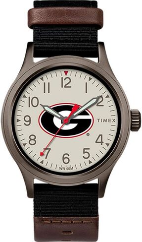 ساعة Timex Men's Collegiate Clutch 40mm - Alabama Crimson Tide with Black Fabric & Brown Leather Strap in Kuwait