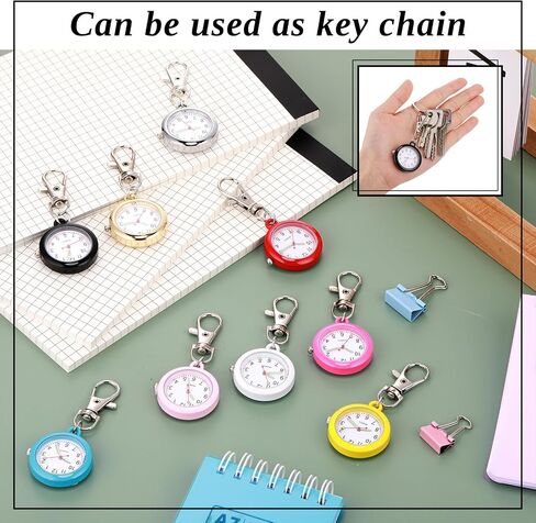 Outus 18 Pcs Nurse Pocket Watch Doctor Brooch Fob Watch with Key Buckle Quartz Pocket Watch Portable Unisex Pocket Watch Keychain Watches Hanging Medical Pocket Watch Easy to Read Time Outdoor in Saudi Arabia