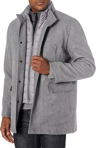Cole Haan Men's Wool Twill Topper Coat with Water Resistant Bib in Saudi Arabia