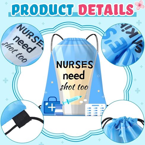 24 Pieces Funny Nurse Gift Drawstring Backpack Cute Nurse Pattern Gift Bags Lightweight Nurse Appreciation Funny Gifts Bulk for Men Women Nurse Day Nursing Week Assistant Decorations, 6 Styles in Saudi Arabia