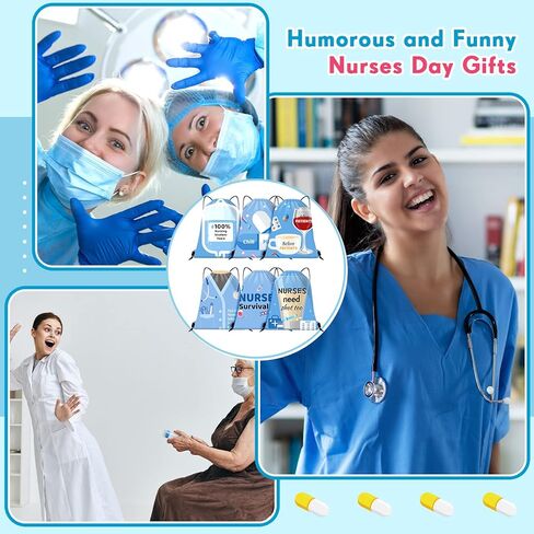 24 Pieces Funny Nurse Gift Drawstring Backpack Cute Nurse Pattern Gift Bags Lightweight Nurse Appreciation Funny Gifts Bulk for Men Women Nurse Day Nursing Week Assistant Decorations, 6 Styles in Saudi Arabia
