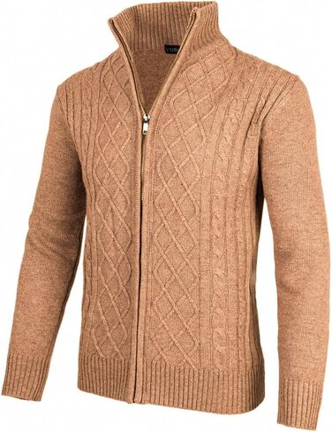 سترة VOBOOM الرجالية الكاجوال بياقة واقفة محبوكة بسحاب سترة سترة in Kuwait