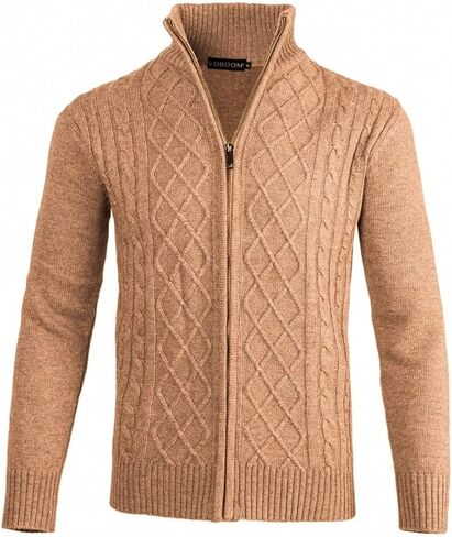 سترة VOBOOM الرجالية الكاجوال بياقة واقفة محبوكة بسحاب سترة سترة in Kuwait