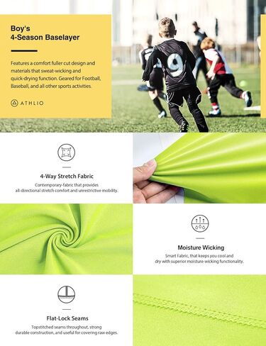 ATHLIO 2 Pack Boy's UPF 50+ Compression Pants Baselayer, Cool Dry Active Running Tights, 4-Way Stretch Workout Leggings in Kuwait