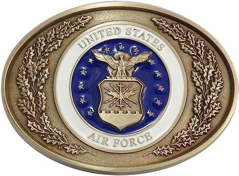 Indiana Metal Craft US Air Force Traditional Design Solid Brass Enamel Belt Buckle Made in USA, Golden Brass, 3.50 inch length х 2.50 inch height in Kuwait