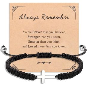 Korotho To Mens Boys Gifts Cross Bracelet for Dad, Bonus Dad, Uncle, Son, Nephew, Grandson - Fathers Day Birthday Christmas First Communion Confirmation Baptism Christian Gift for Him