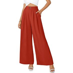 TARSE Women's Wide Leg Pants High Elastic Waisted in The Back Business Work Trousers Long Flowy Casual Pants