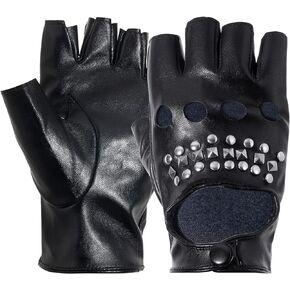 قفازات رجالية من YAIKOAI بتصميم قوطي بدون أصابع لراكبي الدراجات النارية قفازات نصف إصبع الشرير قفازات الأزياء التنكرية بنمط الجاز قفازات القيادة جلدية الأداء التبعي in Kuwait