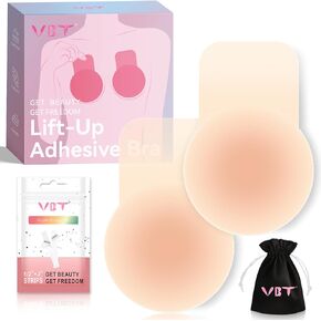 شريط الثدي VBT، طقم حمالة صدر لاصقة غير مرئية، حمالات صدر لاصقة لرفع الصدر لفستان بدون حمالات، بتلات رفع الثدي وأغطية الحلمات للنساء باللون البيج in Kuwait