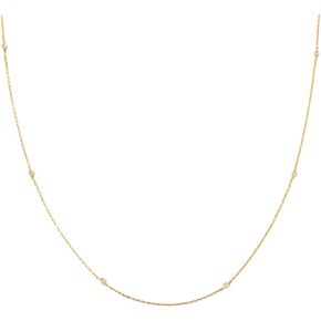 GELIN Diamond 14K Solid Gold Bezel Set Station Necklace for Women | 14K Real Gold Diamond by the Yard Necklaces | Dainty Diamond Choker Necklace | Gifts for Birthday, 18" in Kuwait
