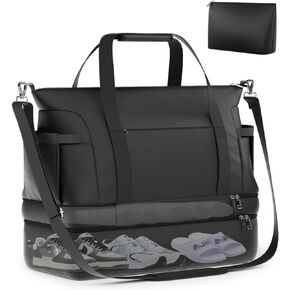 Travel Duffel Bag with USB Charging Port,Dry & Wet Separated Sports Gym Bag for Women Men,Waterproof Holdall Bag with Shoe Compartment,Weekender Overnight Bag Cabin Bag,Hospital Tote Bag Carry On Bag in Kuwait