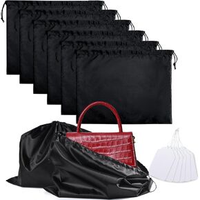 6 Pack Dust Bags for Handbags,Purse Bags for Storage,Dust Cover Bag,Silk Bags with Drawstring for Shoes bags,Travel Storage Pouch(Black-6pcs, M-19.6 × 15.7 in) in Kuwait
