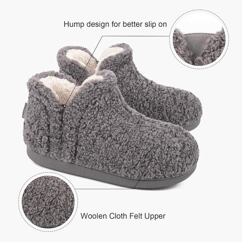 FamilyFairy Bootie Slippers for Women Warm House Shoes Memory Foam Indoor Outdoor Fuzzy Boots with Rubber Sole in Saudi Arabia