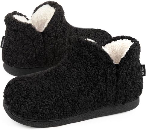 FamilyFairy Bootie Slippers for Women Warm House Shoes Memory Foam Indoor Outdoor Fuzzy Boots with Rubber Sole in Saudi Arabia